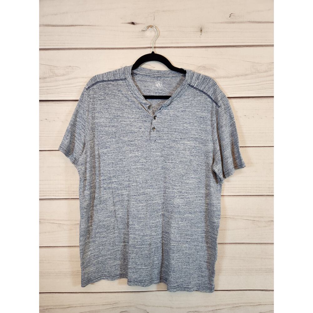 Rock & Republic Men's Gray Button Up Short‎ Sleeve Casual  T-Shirt Size L